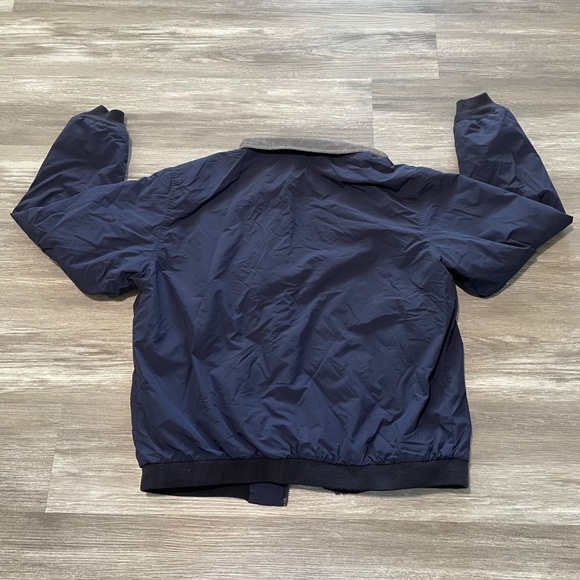 L.L.Bean Navy Men's Warm-Up Jacket with Gray Inner Fleece Lining & Zip Pockets - Picture 3 of 13